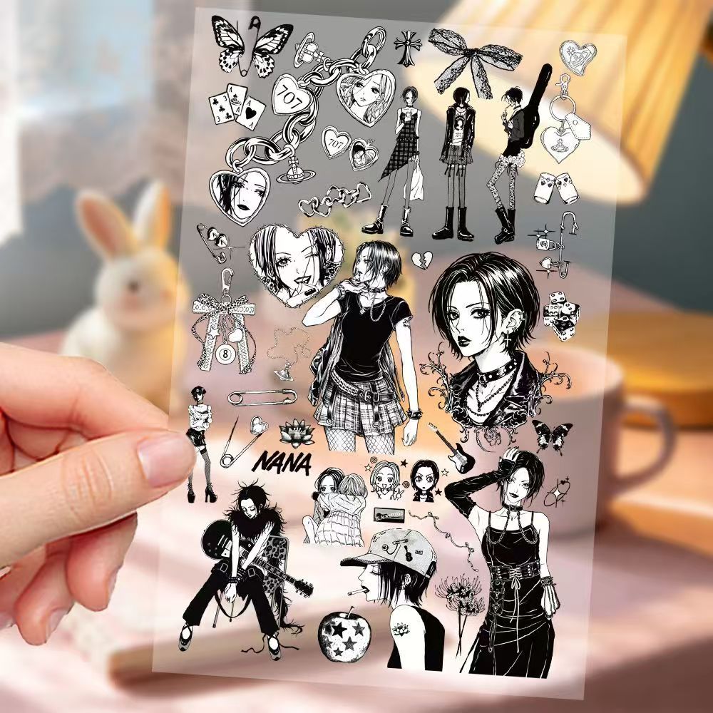 NANA Manga Embossed Black & White Sticker Sheet 18x11cm
