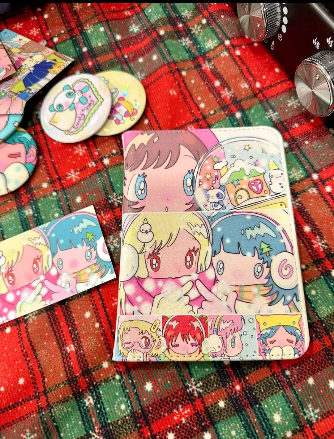 ACCIO x Niaoniaoy girl snow globe passport holder - front cover manga girl patchwork print