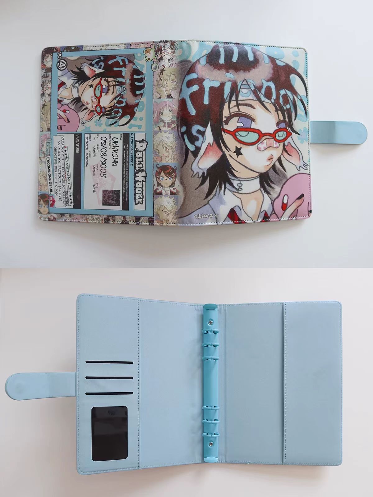 Rukawazx x Oliwa Doll House Magnetic Vintage 6-Ring A5 Leather Binder Card Book