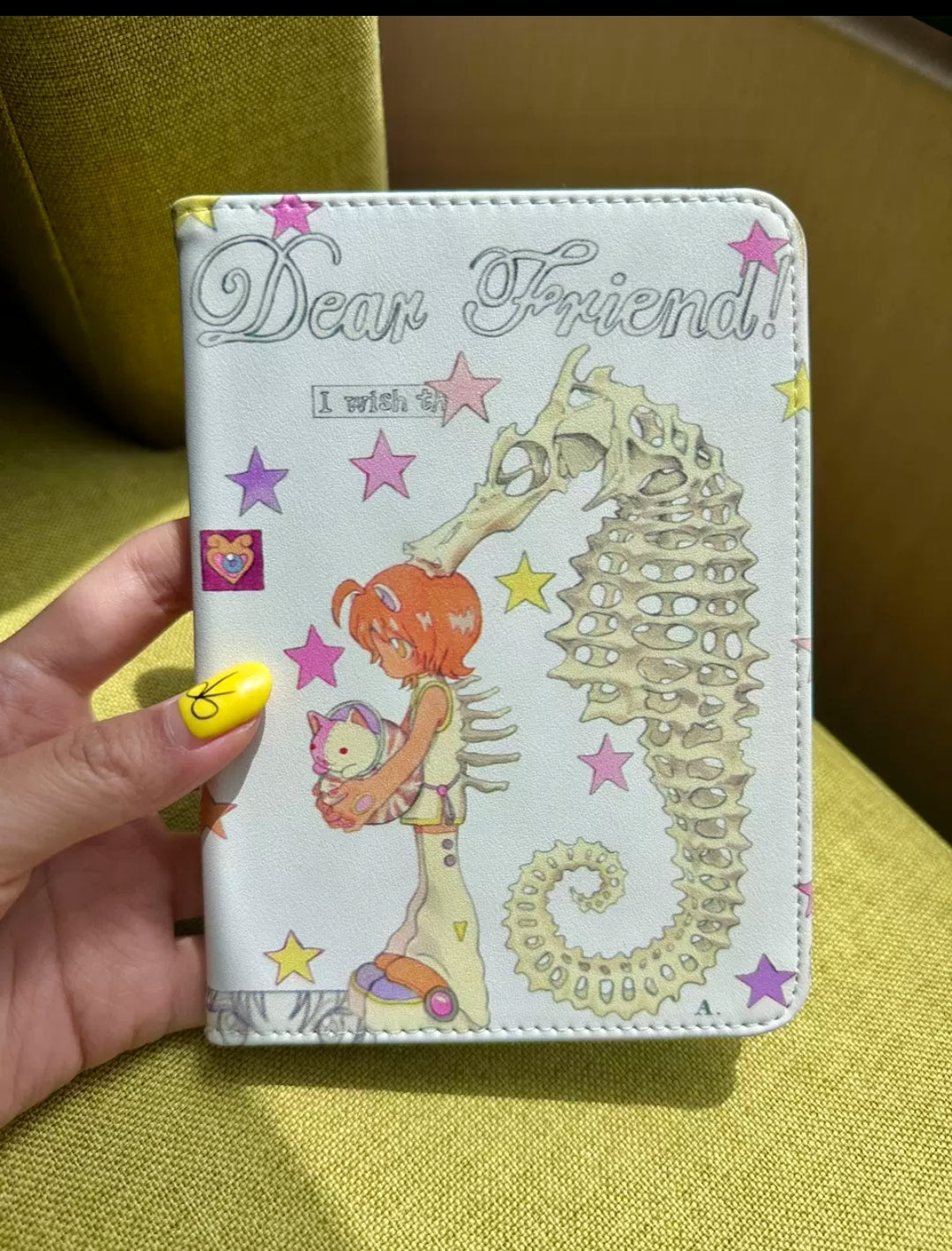 ACCIO x Oliwa Dear Friend passport holder - back cover Dear Friend seahorse illustration