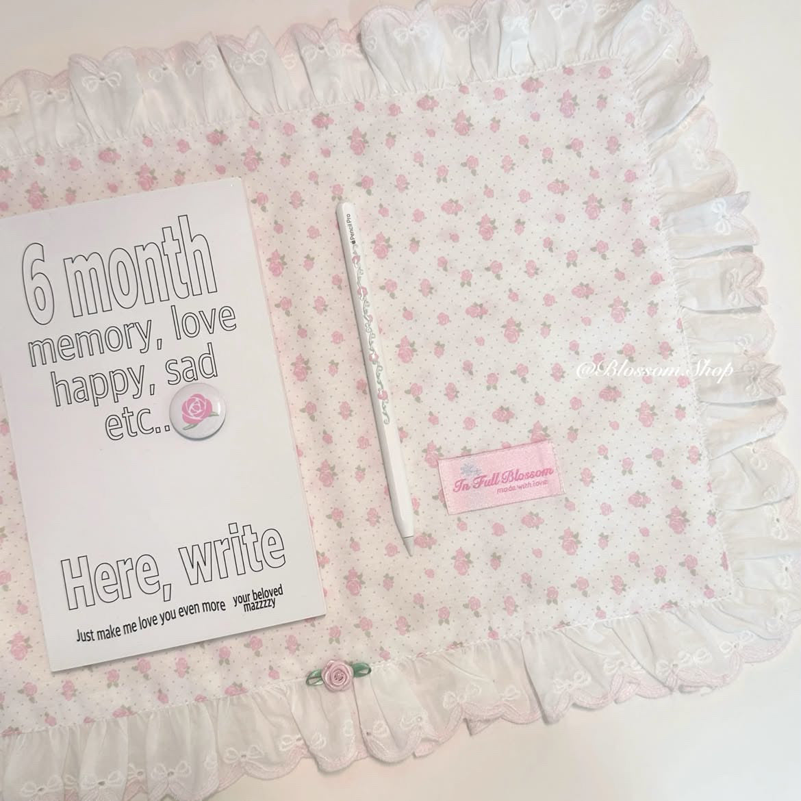Handmade Custom Rose Vine Floral Lace Desk Mat