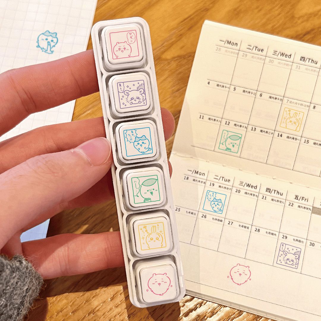 Chiikawa Usagi multi-color stamp set - 6 stamps with journal samples