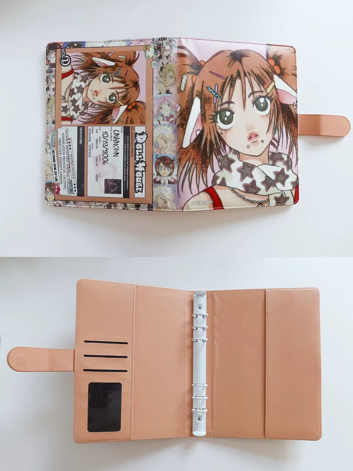 Rukawazx x Oliwa Doll House Magnetic Vintage 6-Ring A5 Leather Binder Card Book