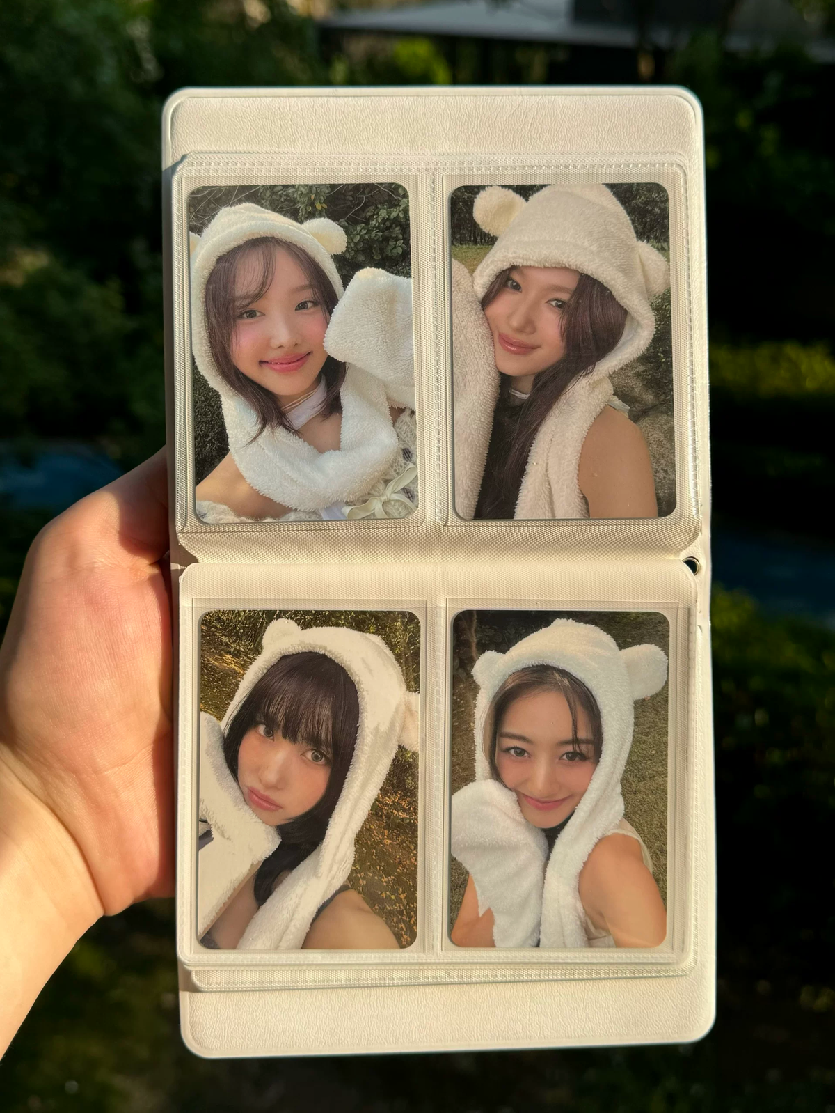 onionion sunonebird photo album open showing 2-grid instax photo layout
