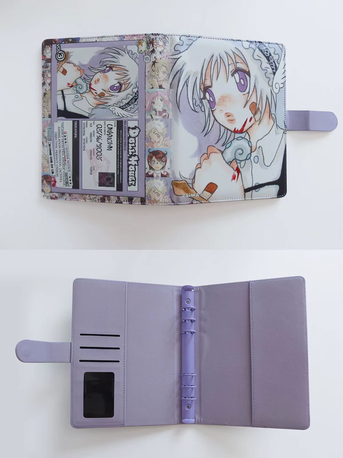 Rukawazx x Oliwa Doll House Magnetic Vintage 6-Ring A5 Leather Binder Card Book