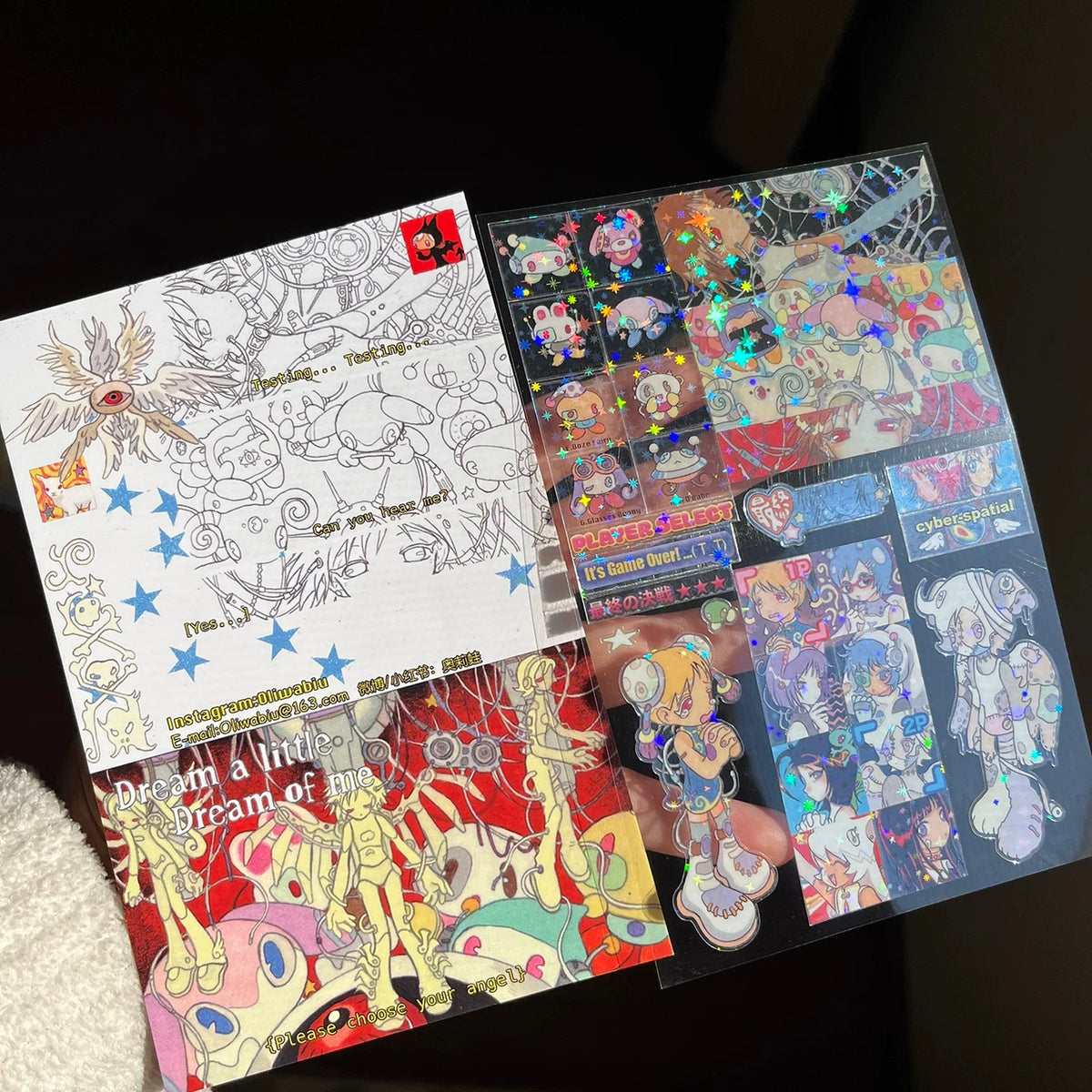 Oliwa cyber-spatial holographic sticker sheet and art book set