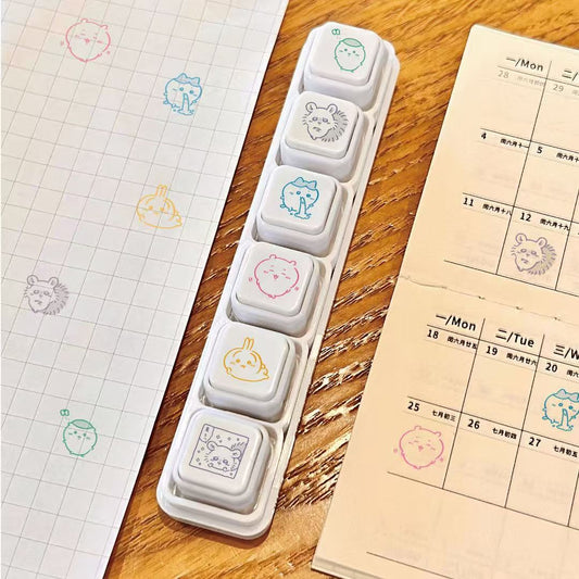 Chiikawa Usagi multi-color stamp set 2 - character stamps with grid paper samples