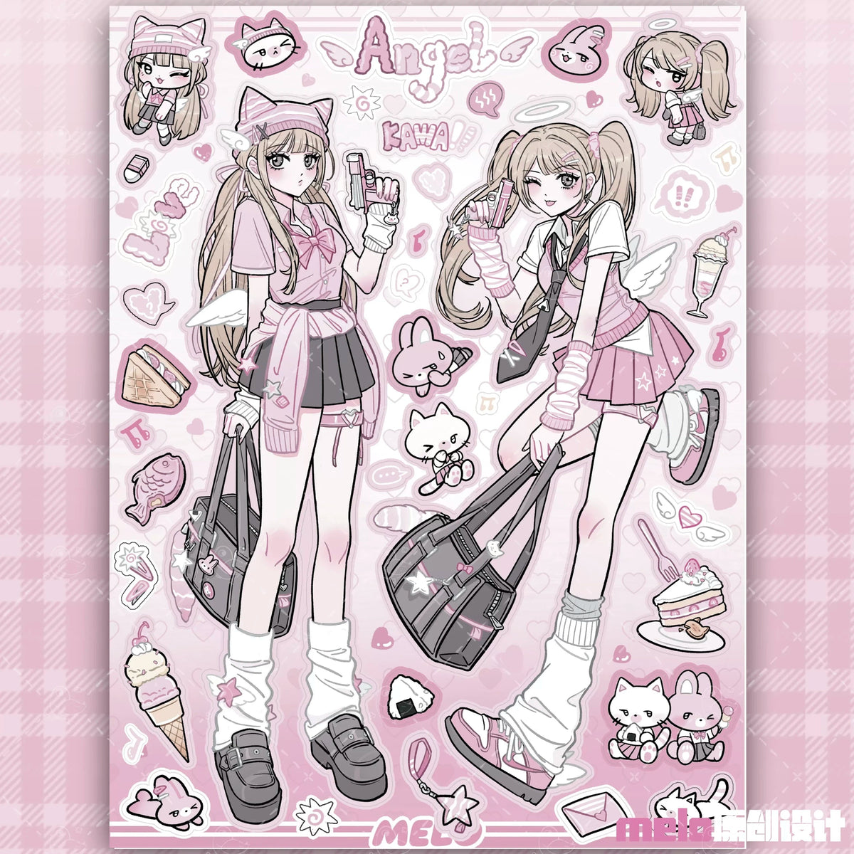 [melo] Cute Girl Matte Sticker Collection 1