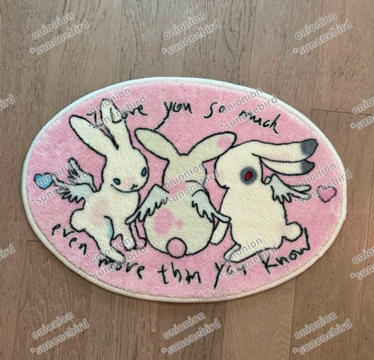 [Sunonebird ] Original Cute Character Plush Faux Cashmere Rug