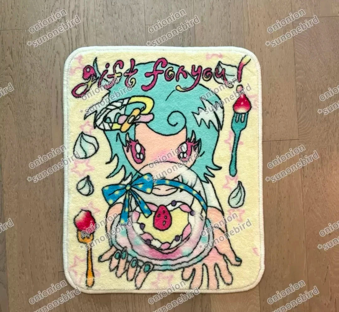[Sunonebird ] Original Cute Character Plush Faux Cashmere Rug