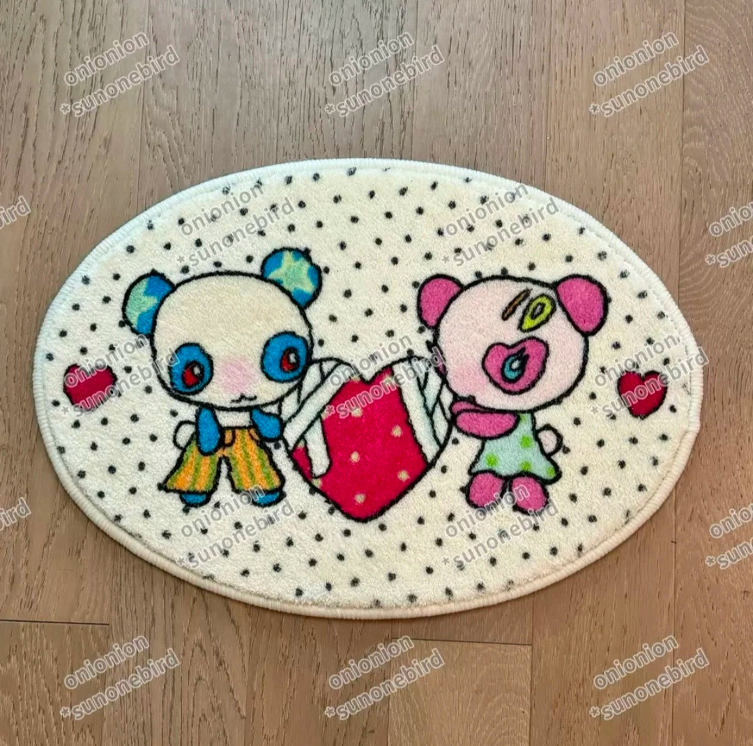 [Sunonebird ] Original Cute Character Plush Faux Cashmere Rug