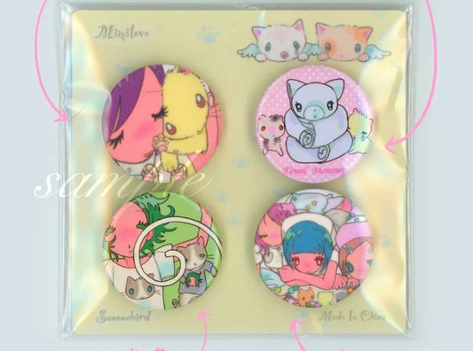 [Sunonebird] 32mm Pinback Button Badges (Set of 4)