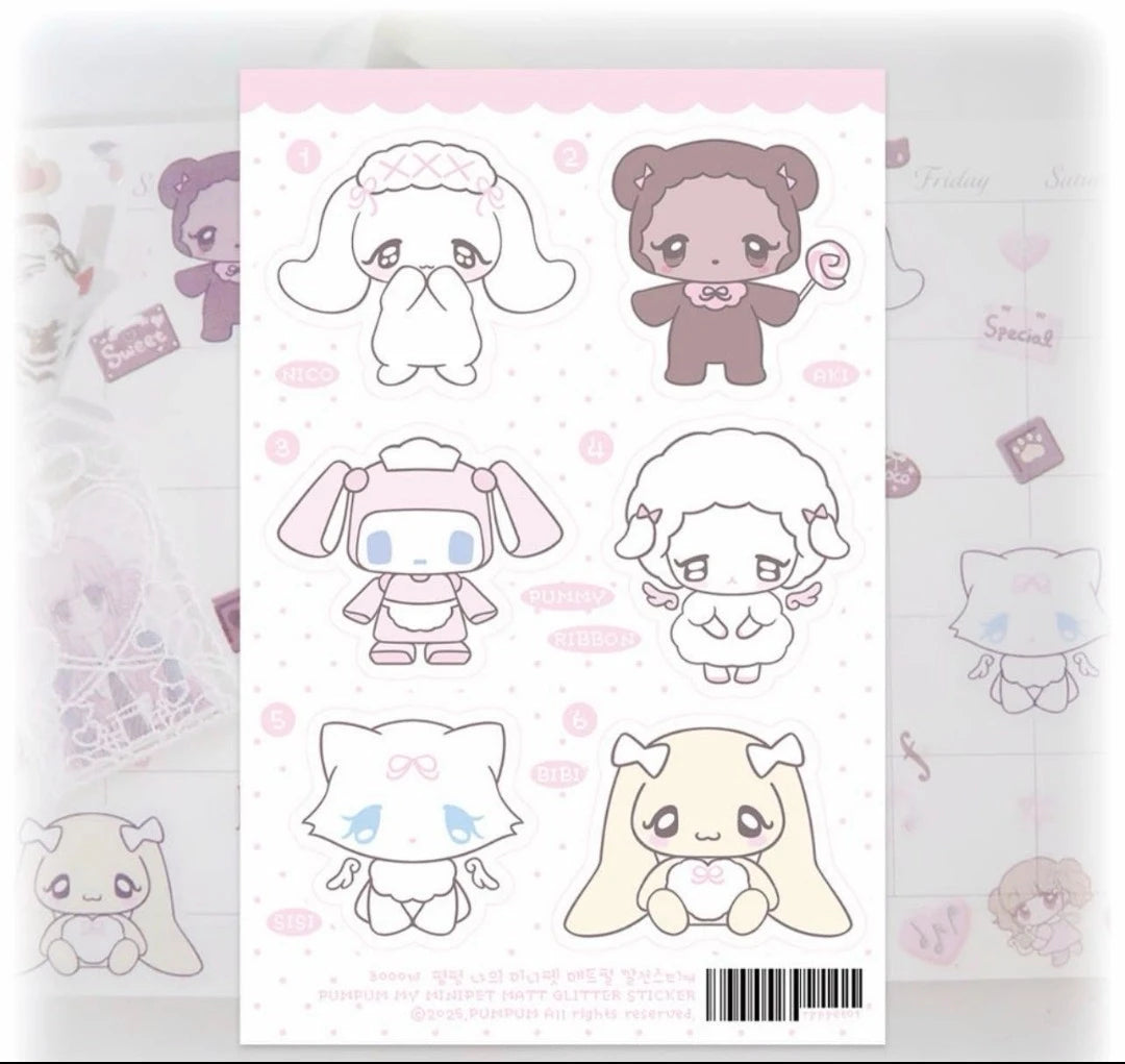 [Pumpum] Cute Animals Glitter Sticker Sheet