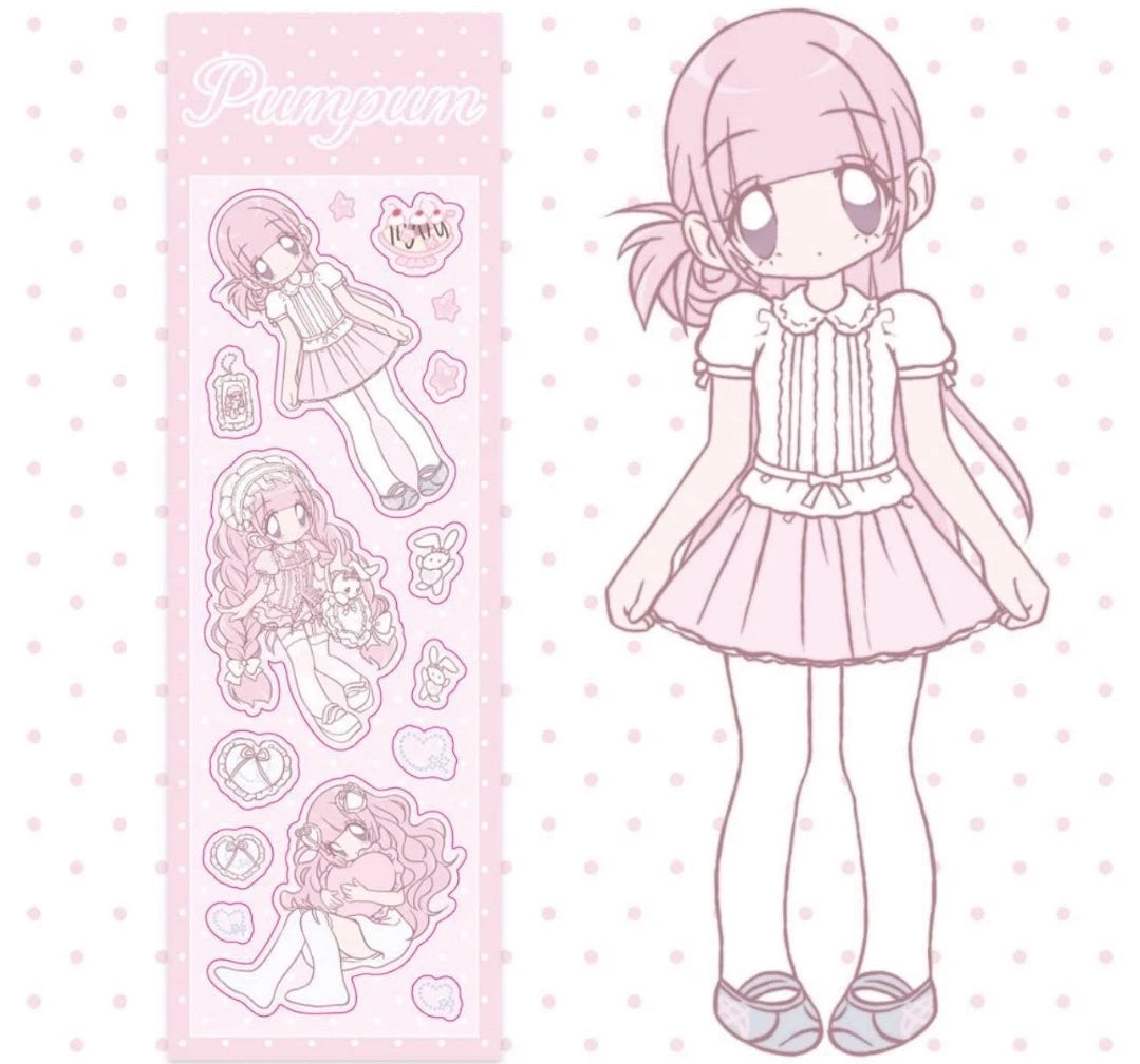 [Pumpum] "Pink Bonnet Girl" Sticker Strip