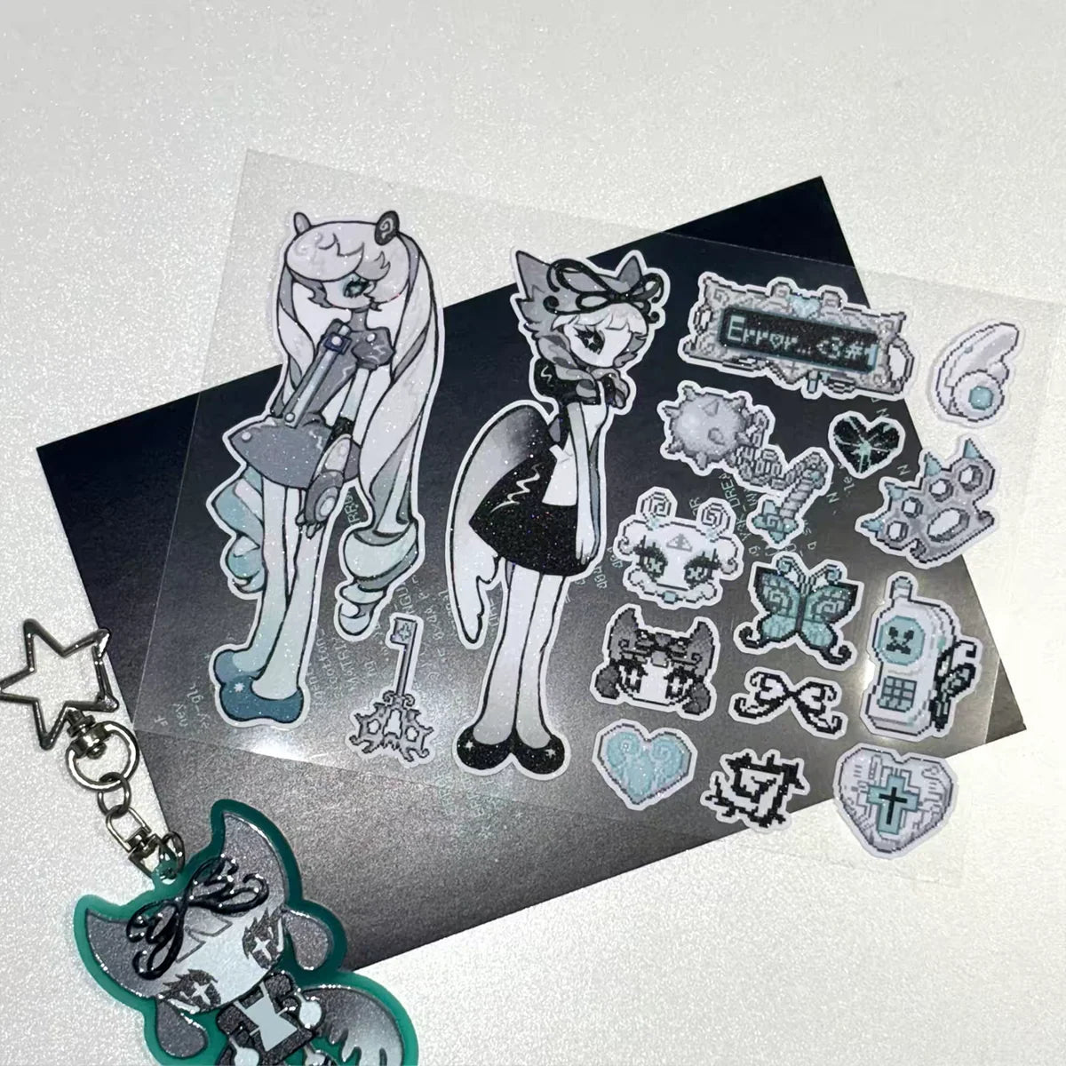 [Ribbon Honey] Glitter Character & Trinket Stickers