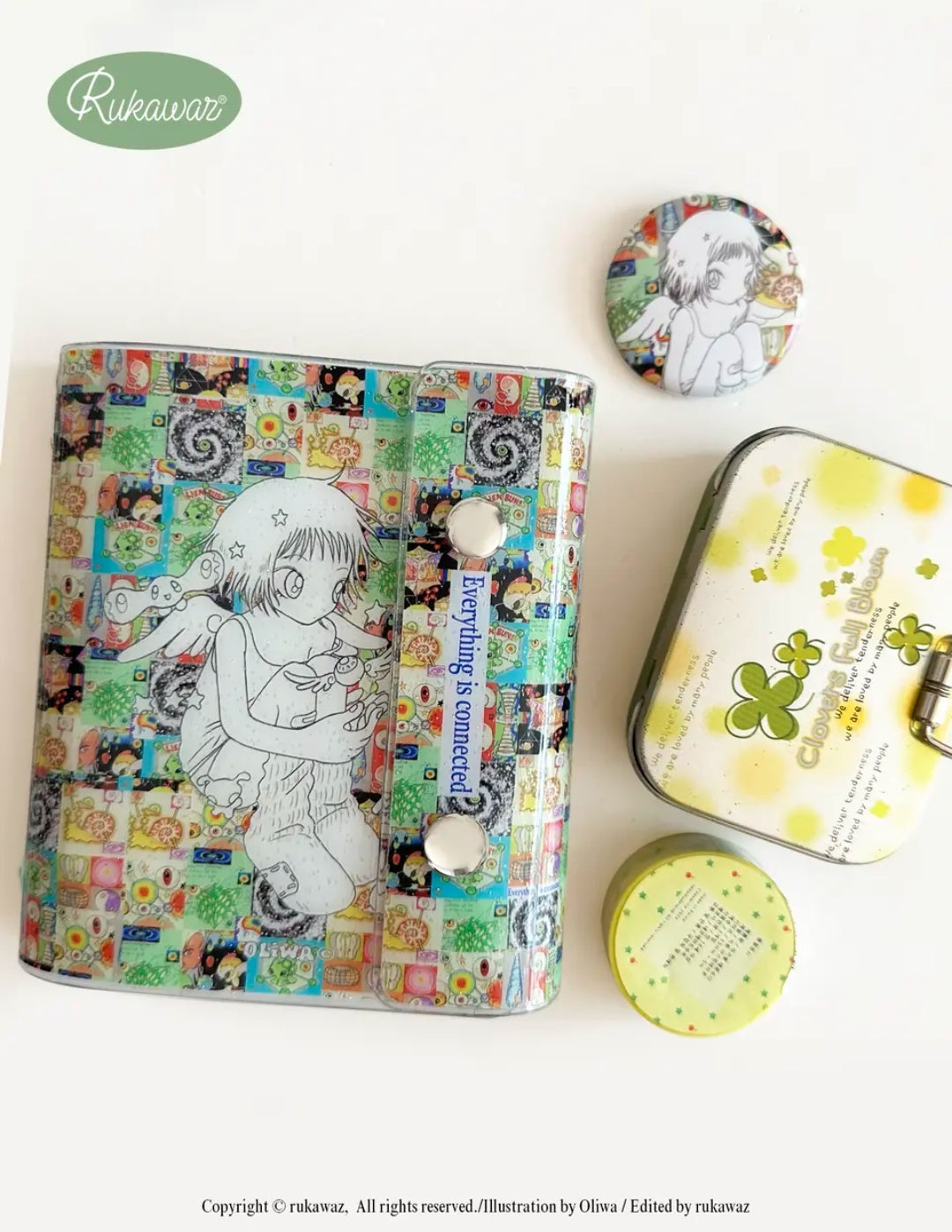 Rukawazx x Oliwa "Everything is Connected" M5 Fine Glitter 6-Ring Planner Binder