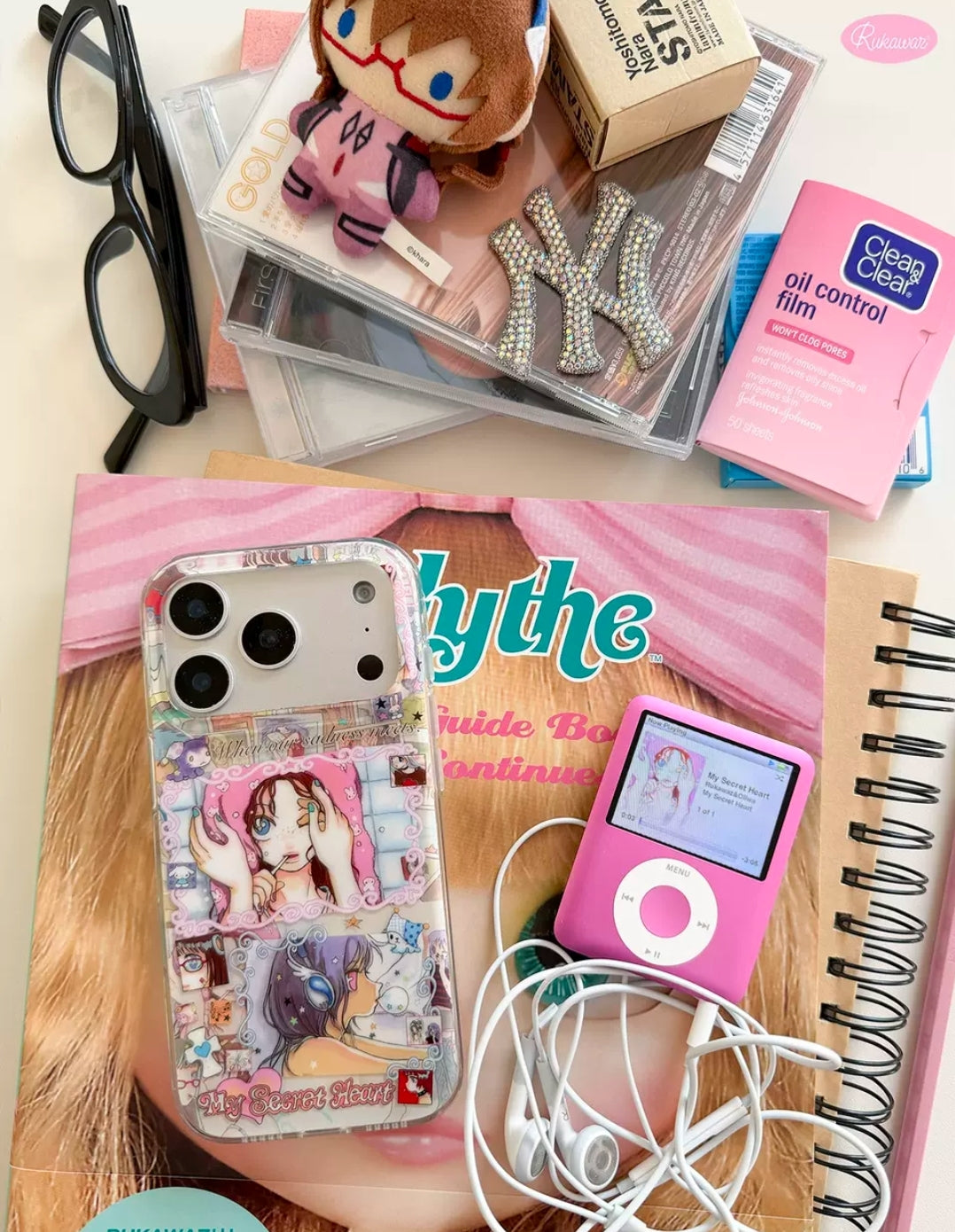 Rukawazx My Secret Heart manga collage glossy phone case - lifestyle shot