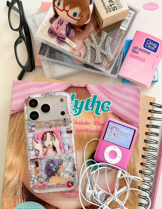 Rukawazx My Secret Heart manga collage glossy phone case - lifestyle shot