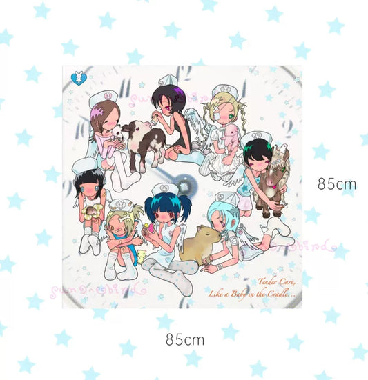 sunonebird exotic pet nurse time kawaii illustration wall tapestry 85x85cm