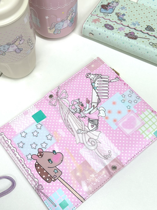 Shishih Shop x Sunonebird kawaii girl zipper passport holder pink PU cover