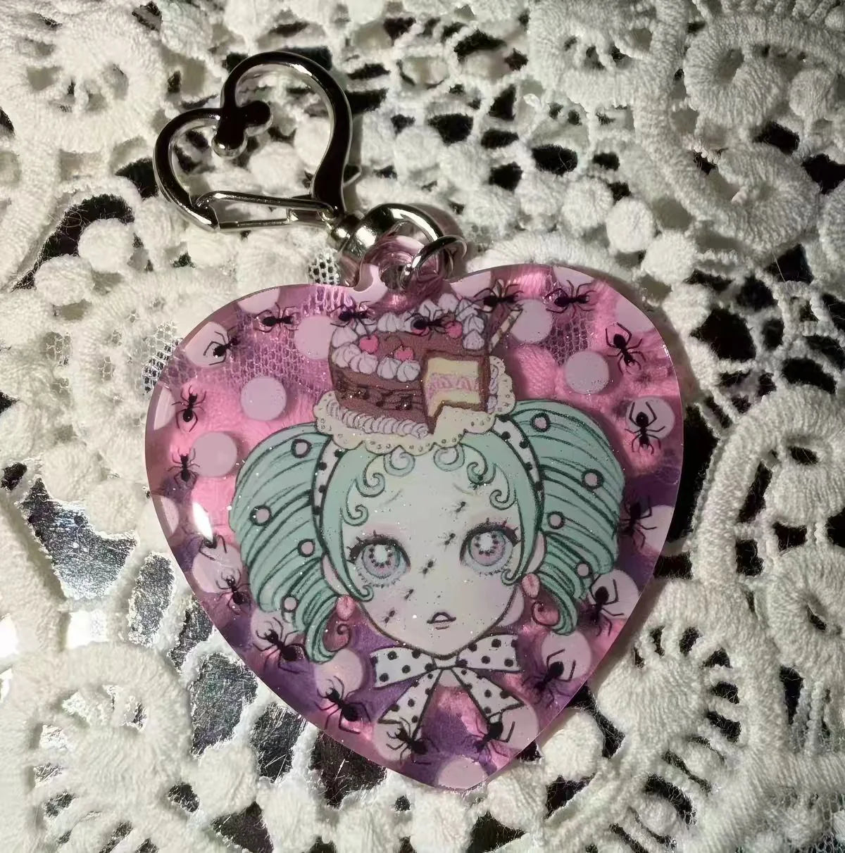 [Bad Girls Go to Heaven] Heart Glitter Epoxy Acrylic Charm Keychain
