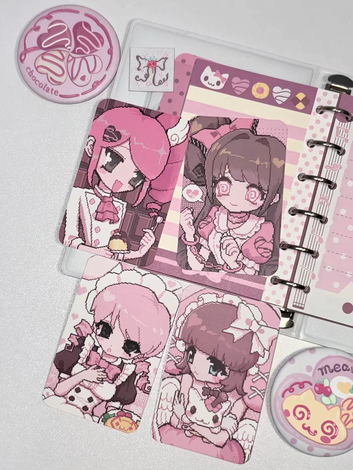 [Ribbon Sweetheart] Pink Chocolate Pixel Girl Photocard Set
