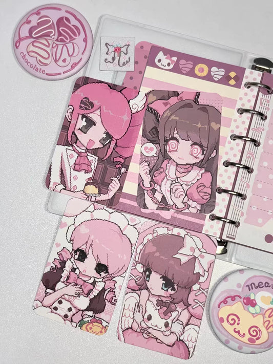 [Ribbon Sweetheart] Pink Chocolate Pixel Girl Photocard Set