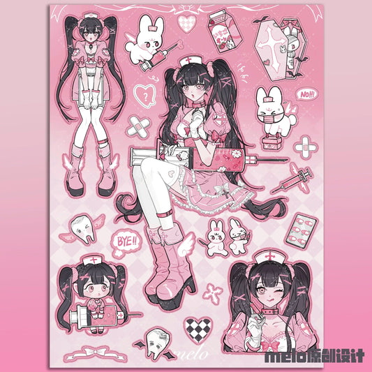 [melo] Medical Nurse Girl Matte Sticker
