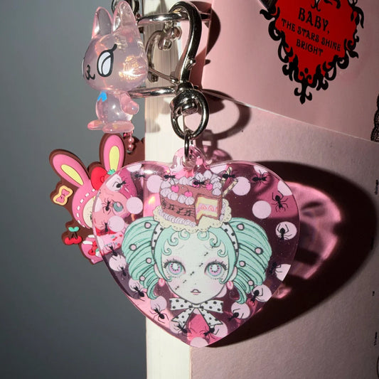 [Bad Girls Go to Heaven] Heart Glitter Epoxy Acrylic Charm Keychain