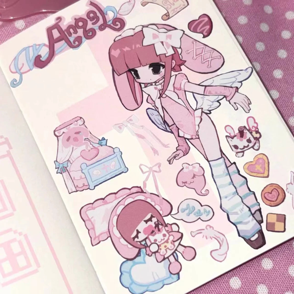 [Ribbon Honey] Angel & Devil Sticker Book & Double-Sided PP Clip