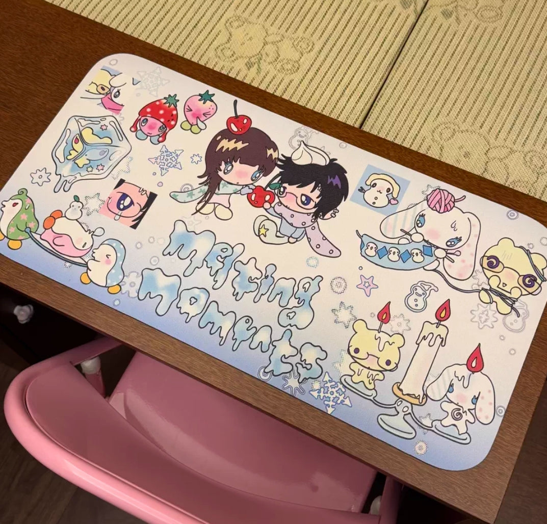 onionion sunonebird Melting Moments kawaii desk mat on wooden desk