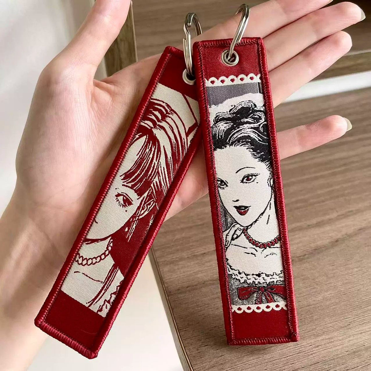 Tomie Embroidered Keychain - Red