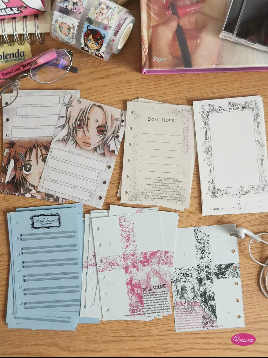 Rukawazx Doll House A7 binder - inner page refill designs