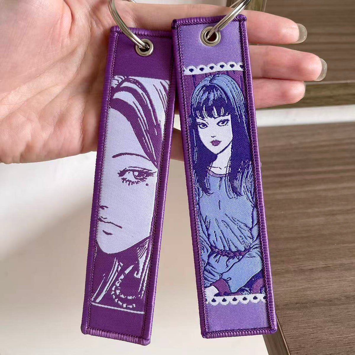 Tomie Embroidered Keychain - Purple