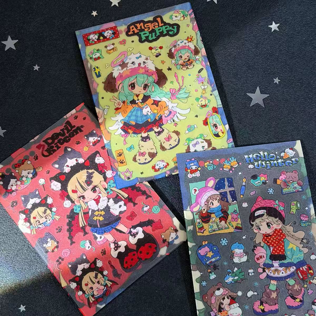 [Youmilu] Cute Girl Glitter Sand Sticker Collection
