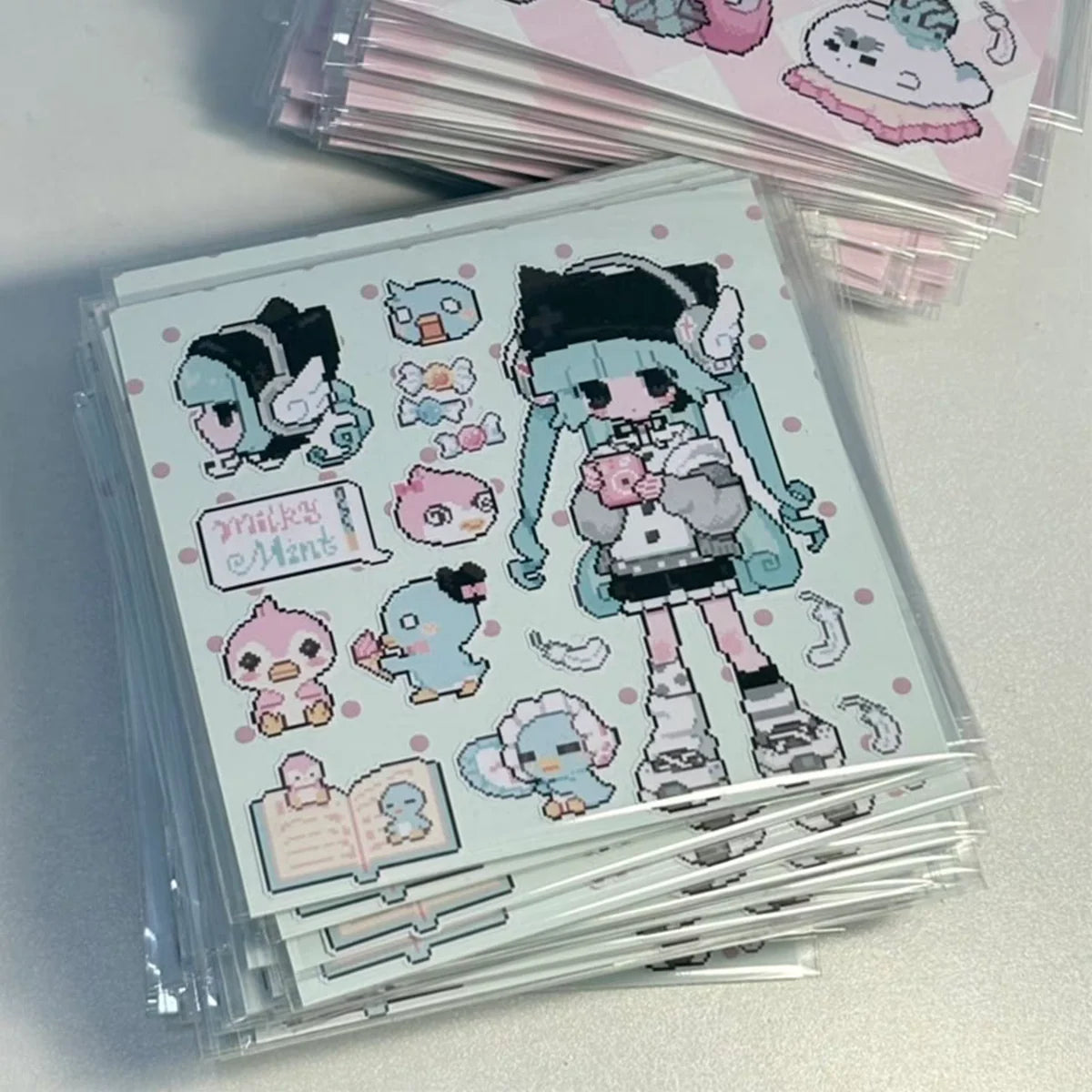 [Ribbon Honey] Winter Mint Penguin & Seal Pixel Stickers