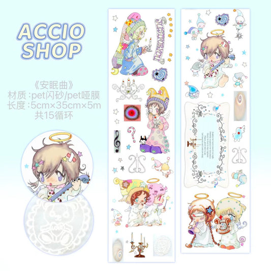 Oliwa×ACCIO Lullaby Character Glitter/Matte PET Sticker Roll Die-Cut Journal Sticker Roll