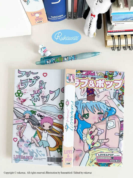 Rukawaz x Sunonebird Love&Pop A5 binder cover design 1 with pen and plushie
