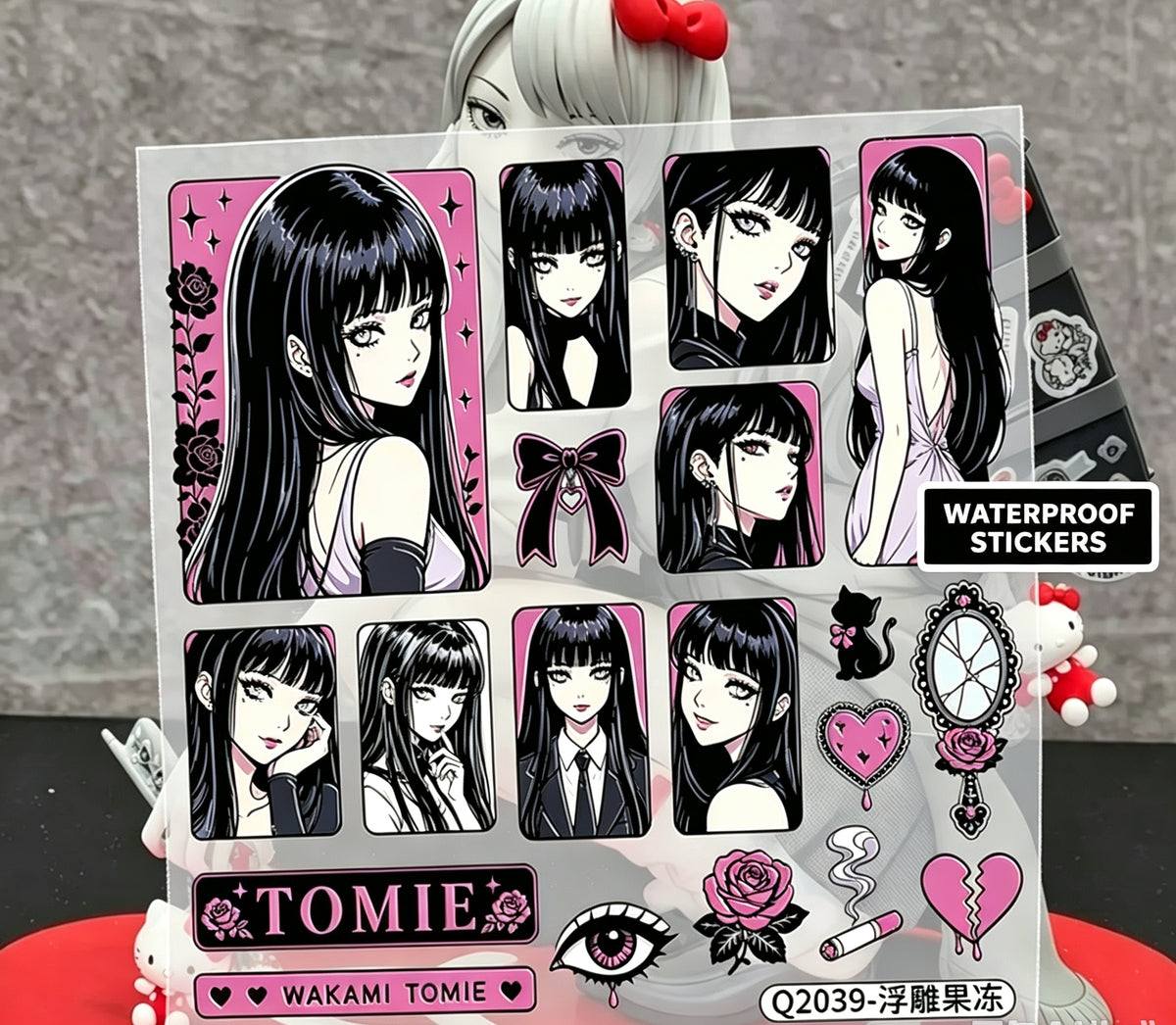 Wakami Tomie Embossed Jelly Waterproof Sticker Sheet Q2039