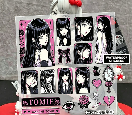 Wakami Tomie Embossed Jelly Waterproof Sticker Sheet Q2039