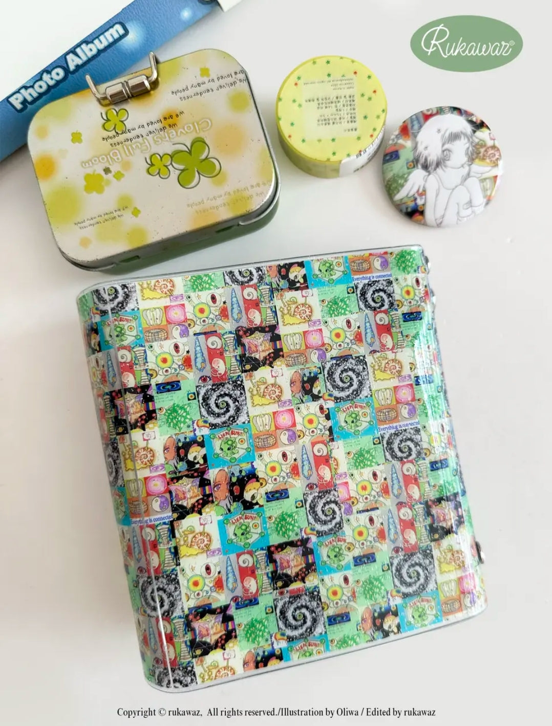 Rukawazx x Oliwa "Everything is Connected" M5 Fine Glitter 6-Ring Planner Binder