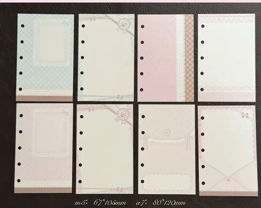 A7/M5 Floral Lace Refill Paper Set | 48 Sheets (6 Designs × 8 Sheets)