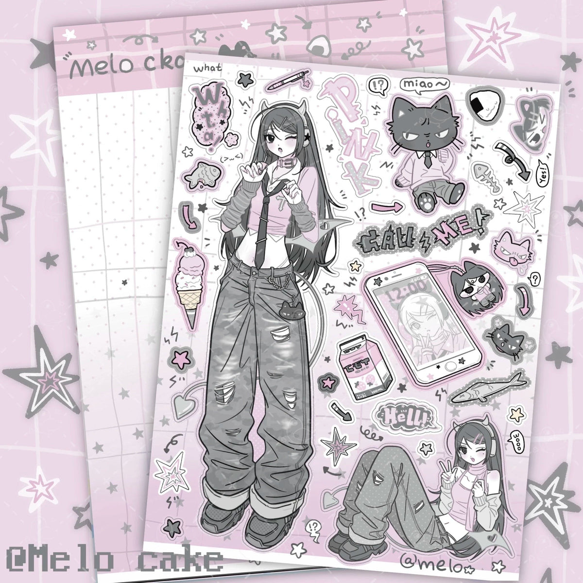 [melo ] Cute Girl Matte Sticker Collection 2