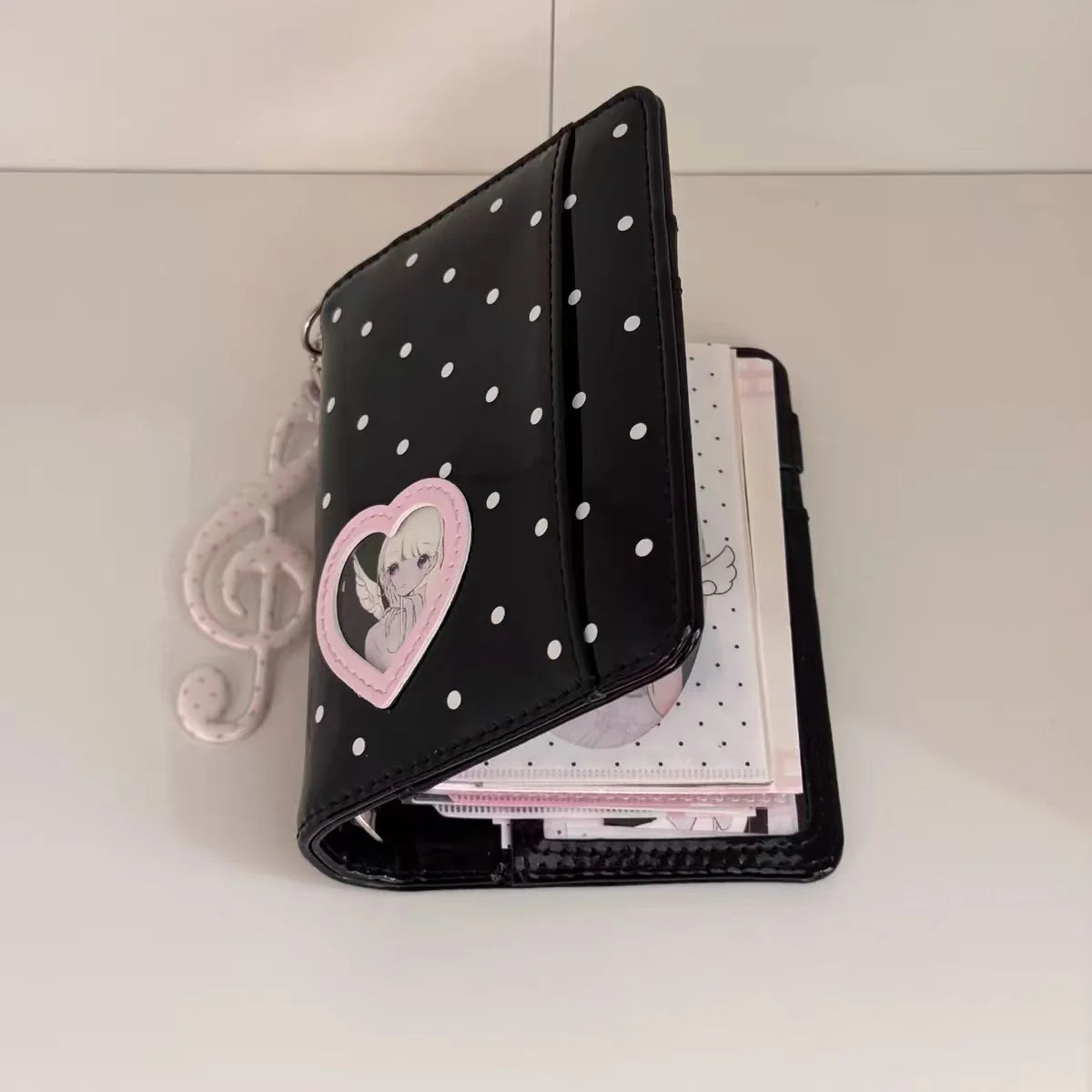A7 Tri-Fold PU Leather Binder Cover - Dimensions and Layout
