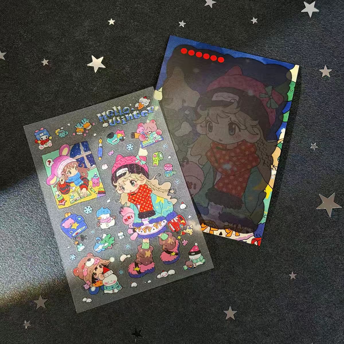 [Youmilu] Cute Girl Glitter Sand Sticker Collection