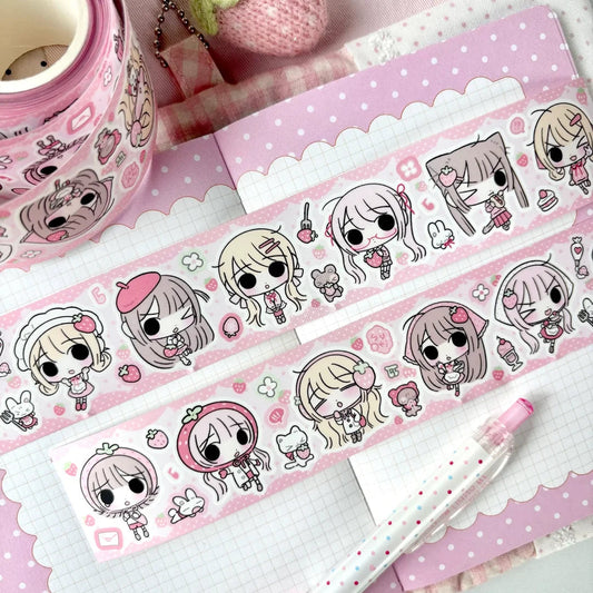 [melo] Strawberry Chibi Girls Washi Tape