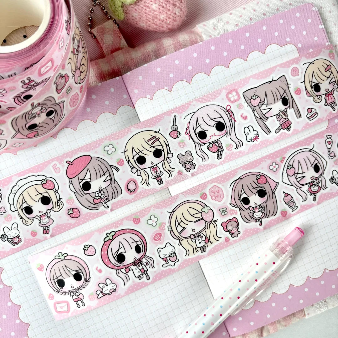 [melo] Strawberry Chibi Girls Washi Tape