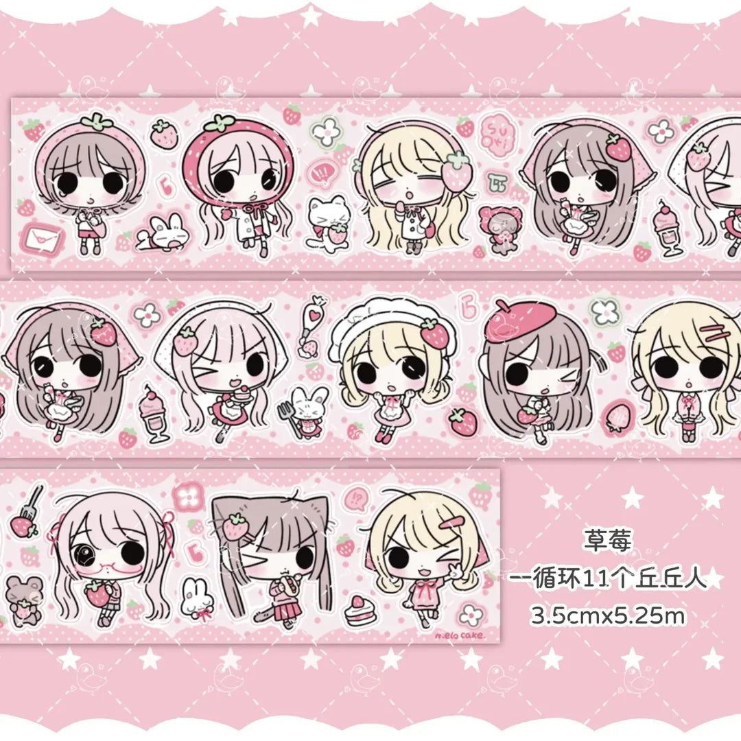 [melo] Strawberry Chibi Girls Washi Tape