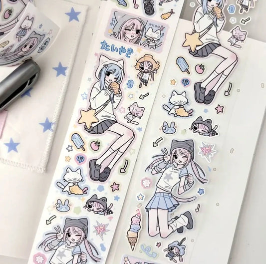 [melo] Hoodie Cats Synthetic Paper Tape (5cm × 5m)
