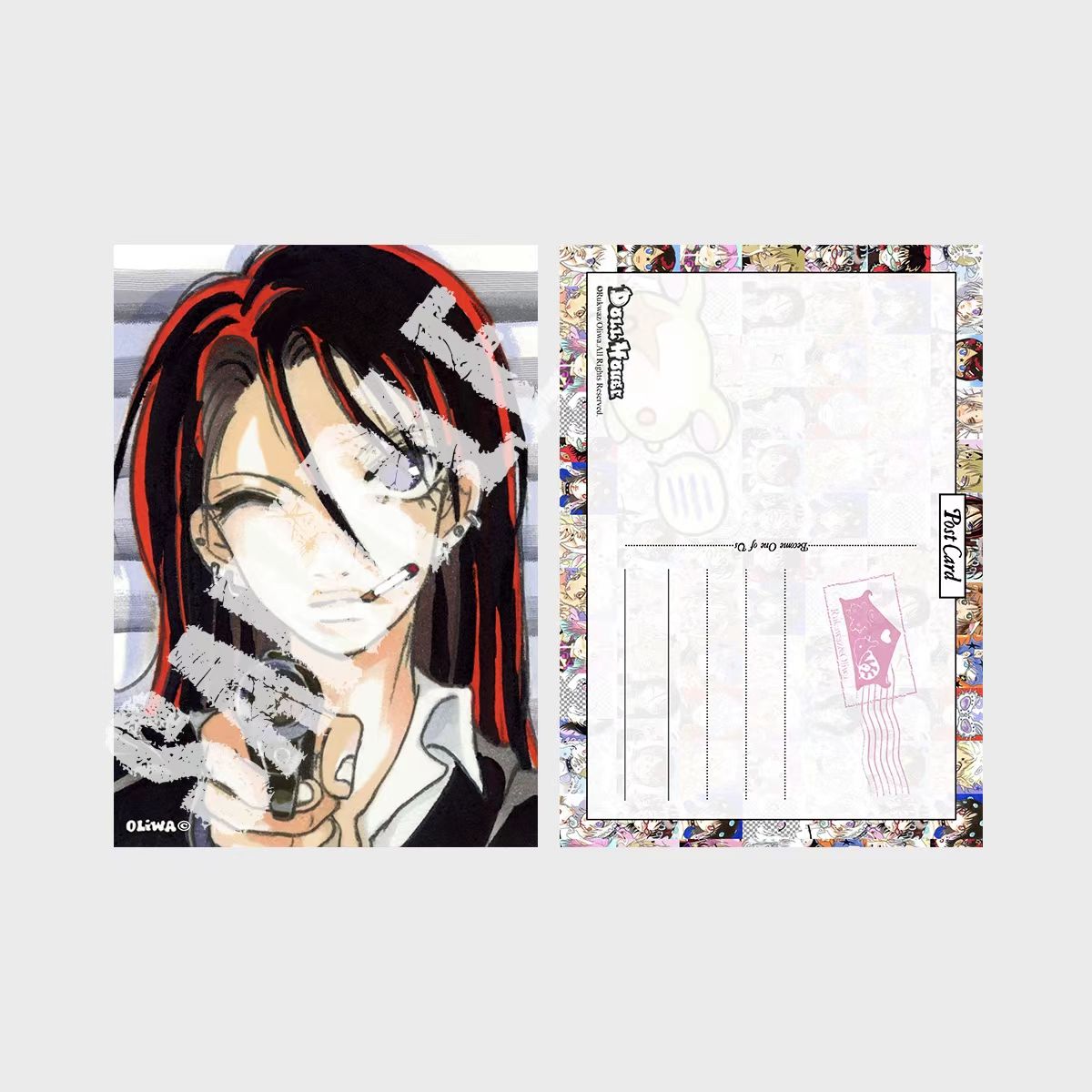 Oliwa postcard 10 - red black streaked hair cool girl